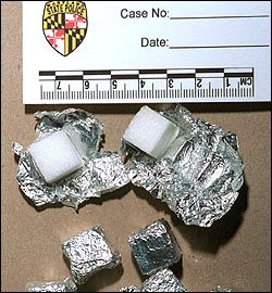 image of sugar cubes wrapped in aluminum foil suspected LSD