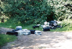 photo-cans and barrels used for transport of chemical waste