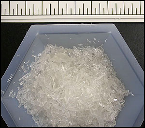 photo of three bags of suspected "Ice" methamphetamine